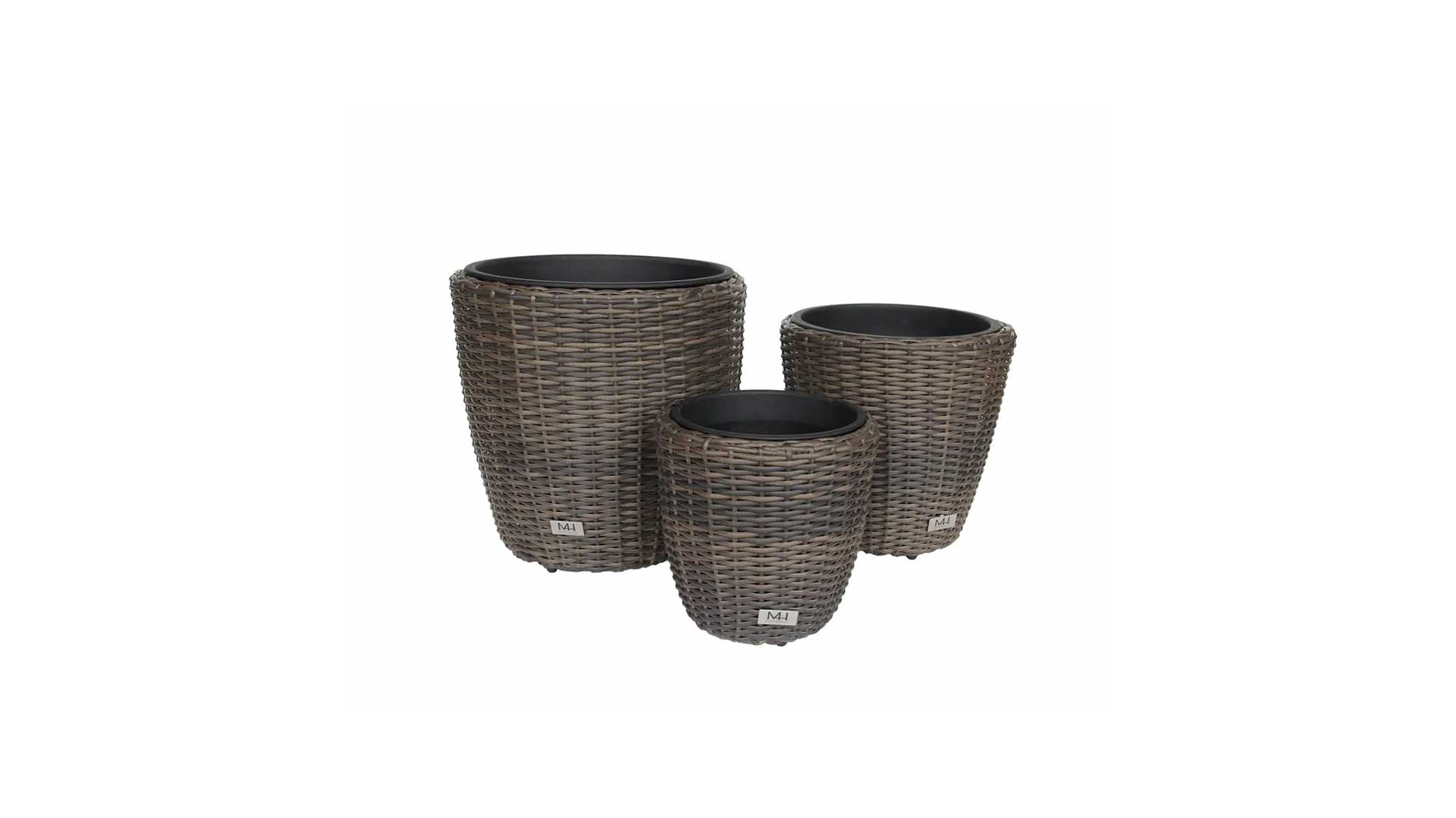 3-Pack Wicker Floor Planter Set