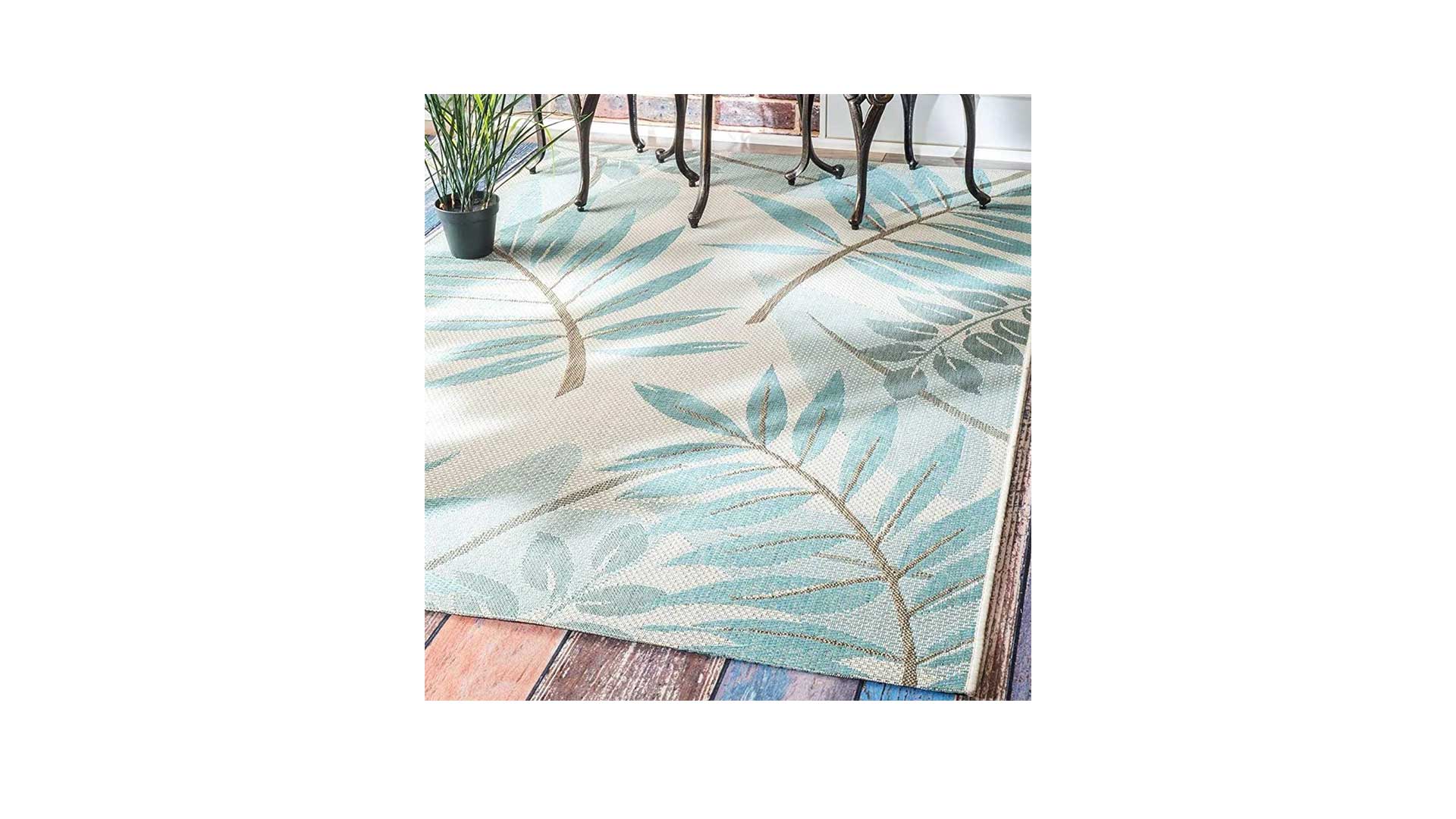 Art Deco Leaves Indoor/Outdoor Area Rug (5 x 8 ft.)