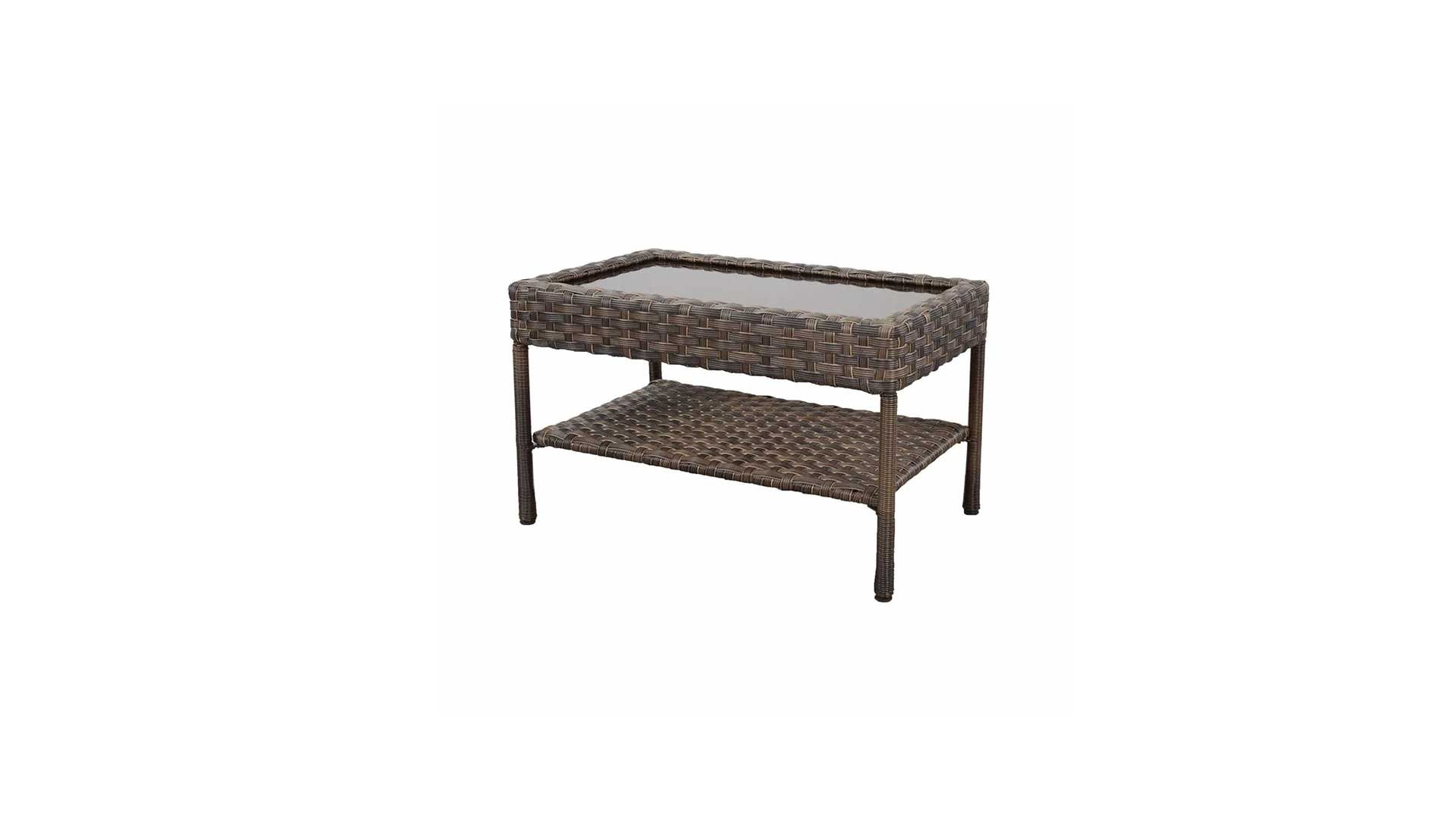 Brown Rectangular Resin Wicker Outdoor Patio Coffee Table