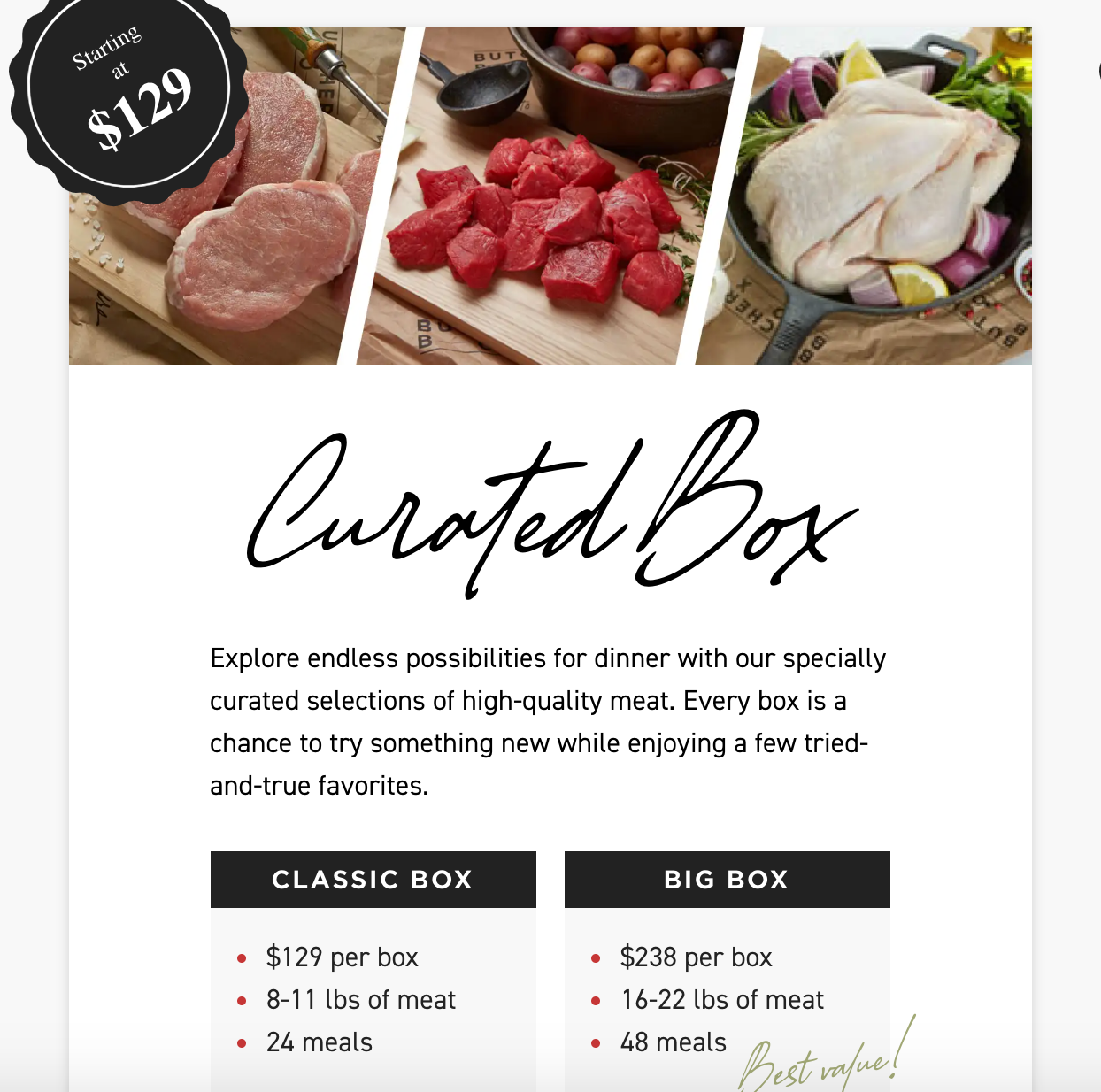 butcher box classic curated box