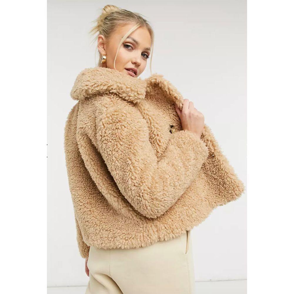 topshop camel sherpa jacket