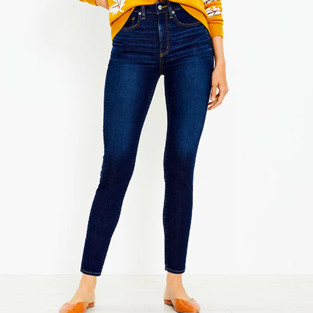 Loft High Rise Skinny Jeans In Classic Dark Indigo Wash