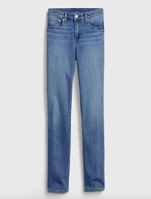 Mid Rise Classic Straight Jeans with Washwell