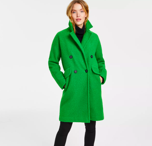 Women's Double-Breasted Bouclé Walker Coat, Created for Macy's