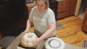 Laurie making a cake