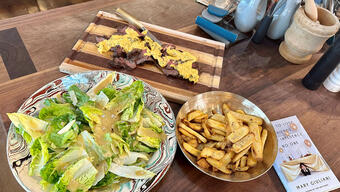 Skirt Steaks and Gem Salad with Fries