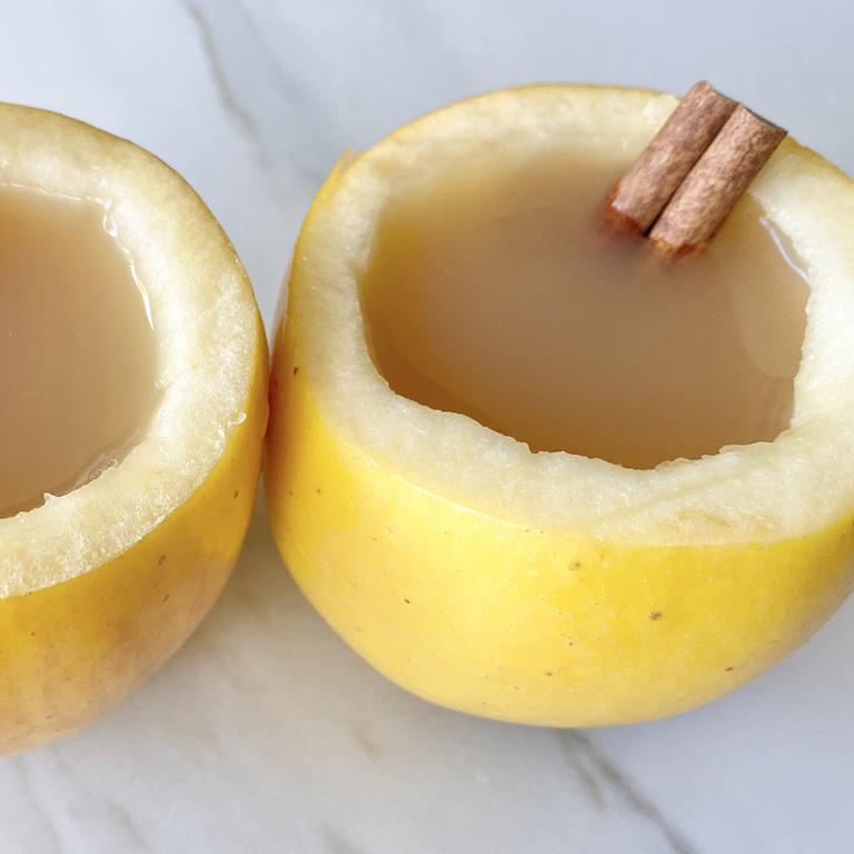 Edible Apple Cups with Cider and Cinnamon Sticks