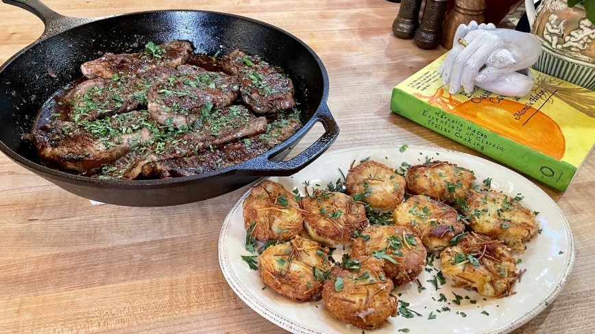 Deviled Steaks and Marcella Hazan's Style Crispy Potato Croquettes