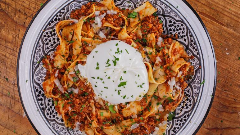 Rachael's Creamy Three-Meat Ragu with Burrata & Pappardelle