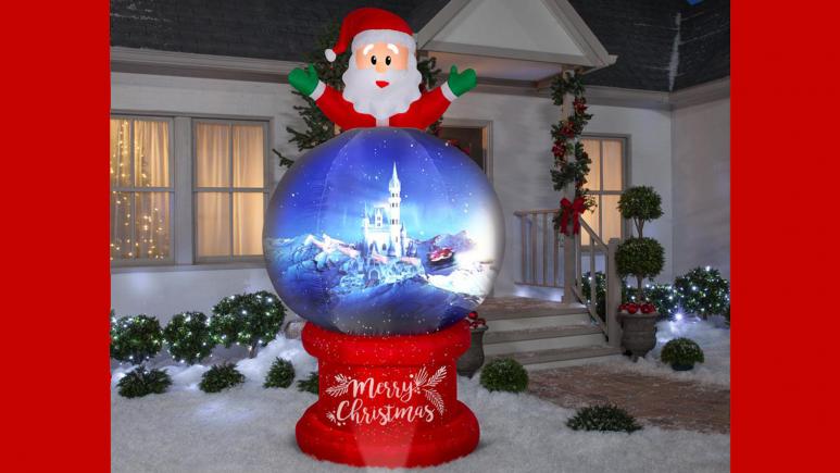 8.5 ft. Pre-lit Living Projection Santa on Globe Airblown Scene