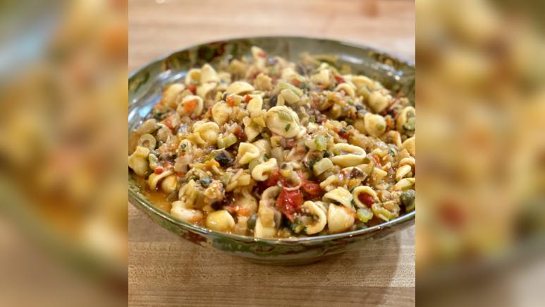 pasta with confetti caponata ragu