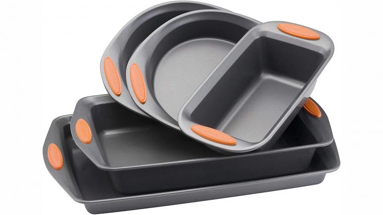 rachael ray bakeware set with orange grips