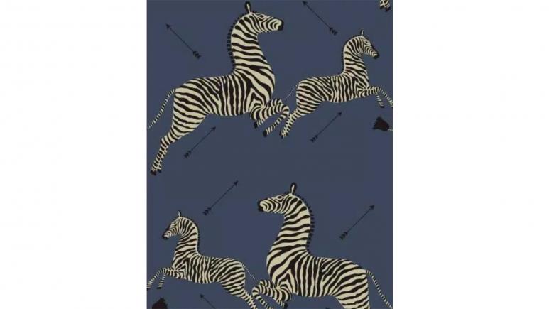 Denim Zebra Safari Scalamandre Self Adhesive Wallpaper