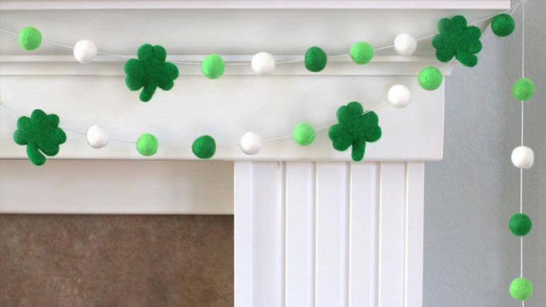 Shamrock Felt Ball Garland Etsy for St. Patrick's Day