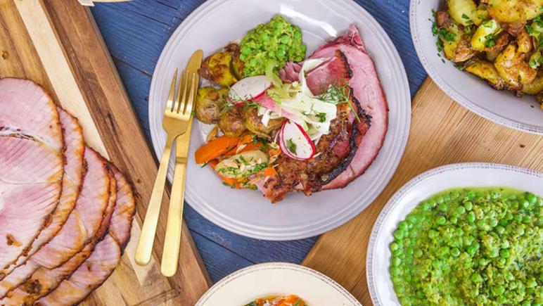 Rachael's Lemon-Glazed Ham With Minty Fresh Peas